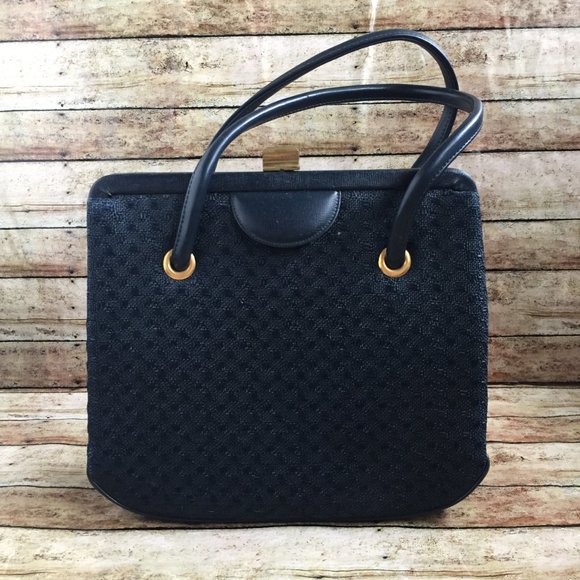 Vintage 1950's Crown Lewis Navy Small Handbag Purse - Picture 2 of 9